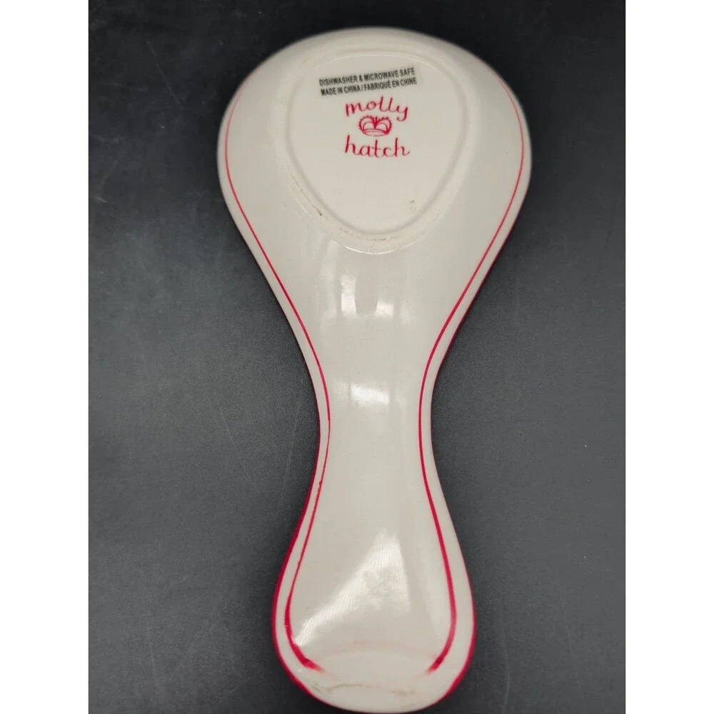 Molly Hatch Gingerbread Spoon Rest Red White Christmas Holiday